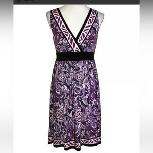 Connected petite 10 P purple, palette, faux wrapped dress with tie in back